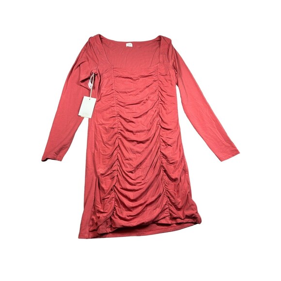 Wilfred Lydia Mini Dress Ruched Rosy Red Rouge‎ Rose Size Large - Picture 2 of 9